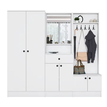 Jornes Hallställ 199,4x182,2x37,5 cm - Vit - Möbler - Hallmöbler - Möbelset för hall & entre