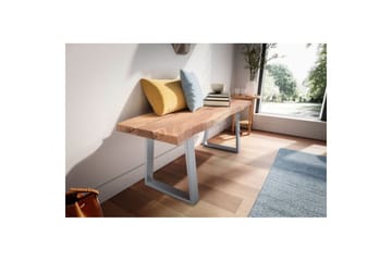 Kapprumsbänk Wohnling Massivt Akaciaträ 120 cm Träkant Hall Silver, Raka Löpare - Silver, Raka Löpare - Möbler - Hallmöbler - Hallbänk