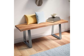 Kapprumsbänk Wohnling Massivt Akaciaträ 120 cm Träkant Hall Silver, Raka Löpare - Silver, Raka Löpare - Möbler - Hallmöbler - Hallbänk