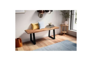 Kapprumsbänk Wohnling Massivt Akaciaträ 120 cm Träkant Hall Svart, Raka Löpningar - Svart, Raka Löpningar - Möbler - Hallmöbler - Hallbänk