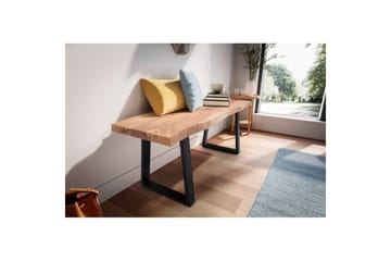 Kapprumsbänk Wohnling Massivt Akaciaträ 120 cm Träkant Hall Svart, Raka Löpningar - Svart, Raka Löpningar - Möbler - Hallmöbler - Hallbänk