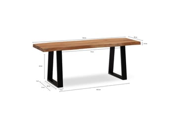 Kapprumsbänk Wohnling Massivt Akaciaträ 120 cm Träkant Hall Svart, Raka Löpningar - Svart, Raka Löpningar - Möbler - Hallmöbler - Hallbänk