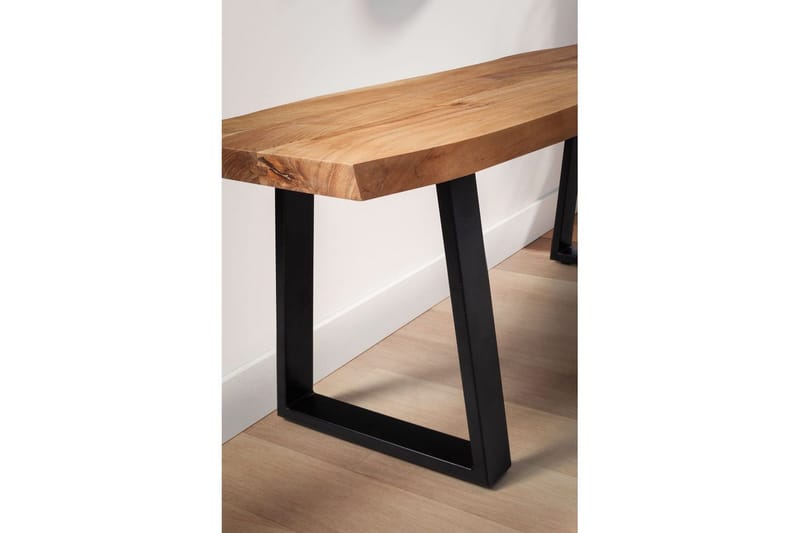 Kapprumsbänk Wohnling Massivt Akaciaträ 120 cm Träkant Hall Svart, Raka Löpningar - Svart, Raka Löpningar - Möbler - Hallmöbler - Hallbänk