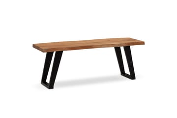 Kapprumsbänk Wohnling Massivt Akaciaträ 120 cm Träkant Hall Svart, vinklade löpare - Svart, vinklade löpare - Möbler - Hallmöbler - Hallbänk