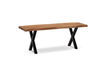 Kapprumsbänk Wohnling Massivt Akaciaträ 120 cm Träkant Hall Svart, X-ram - Svart, X-ram - Möbler - Hallmöbler - Hallbänk