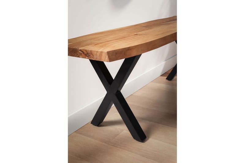 Kapprumsbänk Wohnling Massivt Akaciaträ 120 cm Träkant Hall Svart, X-ram - Svart, X-ram - Möbler - Hallmöbler - Hallbänk