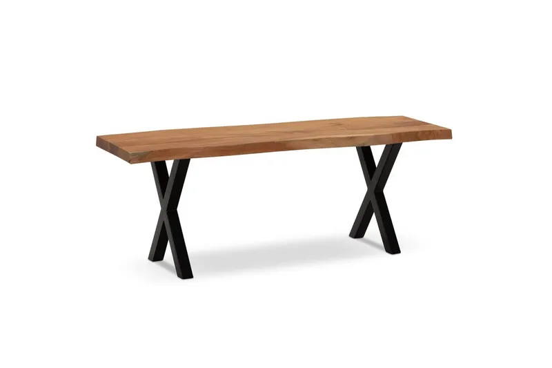 Kapprumsbänk Wohnling Massivt Akaciaträ 120 cm Träkant Hall Svart, X-ram, Svart, X-ram