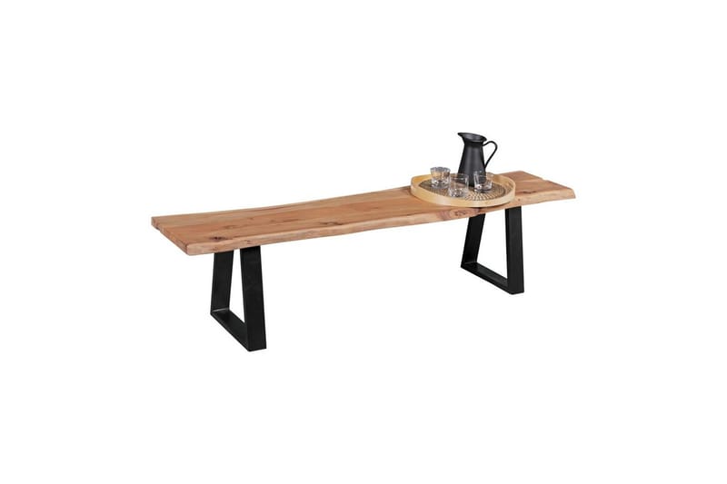 Matbänk Wohnling Köksbänk i massivt trä med trädets kant med metallben, lantlig stil Utan ryggstöd, 160 cm - Utan ryggstöd, 160 cm - Möbler - Hallmöbler - Hallbänk
