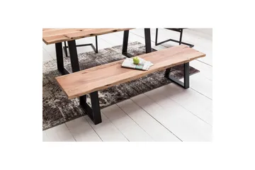 Matbänk Wohnling Köksbänk i massivt trä med trädets kant med metallben, lantlig stil Utan ryggstöd, 160 cm - Utan ryggstöd, 160 cm - Möbler - Hallmöbler - Hallbänk