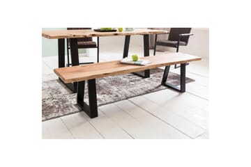 Matbänk Wohnling Köksbänk i massivt trä med trädets kant med metallben, lantlig stil Utan ryggstöd, 180 cm - Utan ryggstöd, 180 cm - Möbler - Bord & matgrupp - Matbord & köksbord