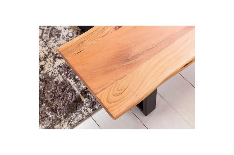 Matbänk Wohnling Köksbänk i massivt trä med trädets kant med metallben, lantlig stil Utan ryggstöd, 180 cm - Utan ryggstöd, 180 cm - Möbler - Bord & matgrupp - Matbord & köksbord