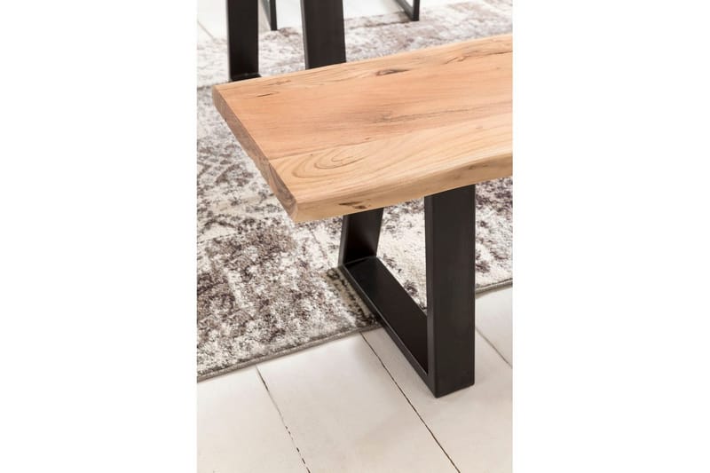 Matbänk Wohnling Köksbänk i massivt trä med trädets kant med metallben, lantlig stil Utan ryggstöd, 180 cm - Utan ryggstöd, 180 cm - Möbler - Bord & matgrupp - Matbord & köksbord