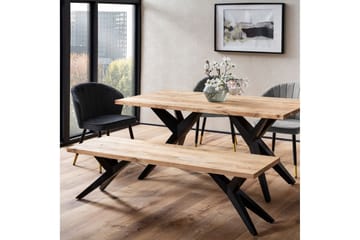 Matbänk Wohnling massivt trä i modern loftstil med metallben 160 cm - 160 cm - Möbler - Hallmöbler - Hallbänk