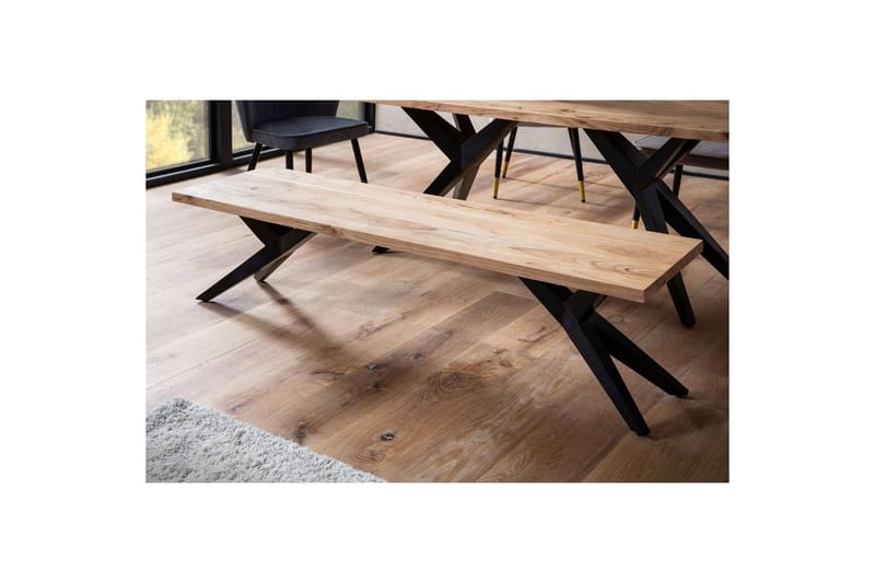 Matbänk Wohnling massivt trä i modern loftstil med metallben 175 cm - 175 cm - Möbler - Hallmöbler - Hallbänk