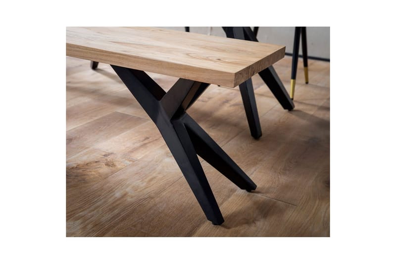 Matbänk Wohnling massivt trä i modern loftstil med metallben 175 cm - 175 cm - Möbler - Hallmöbler - Hallbänk