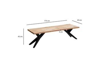Matbänk Wohnling massivt trä i modern loftstil med metallben 175 cm - 175 cm - Möbler - Hallmöbler - Hallbänk
