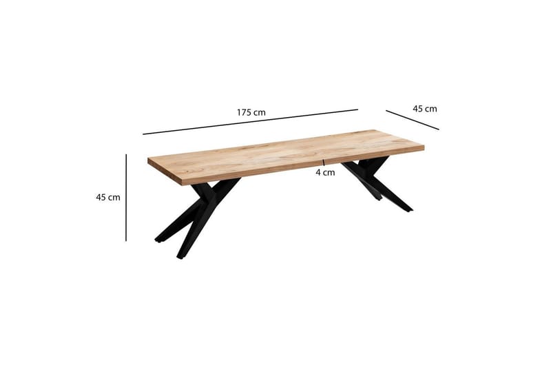 Matbänk Wohnling massivt trä i modern loftstil med metallben 175 cm - 175 cm - Möbler - Hallmöbler - Hallbänk