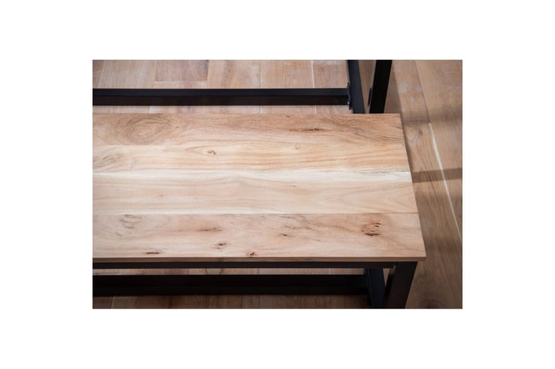 Matbänk Wohnling massivt trä industriell loftstil med metallben 140 cm - 140 cm - Möbler - Hallmöbler - Hallbänk