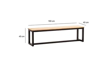 Matbänk Wohnling massivt trä industriell loftstil med metallben 160 cm - 160 cm - Möbler - Hallmöbler - Hallbänk