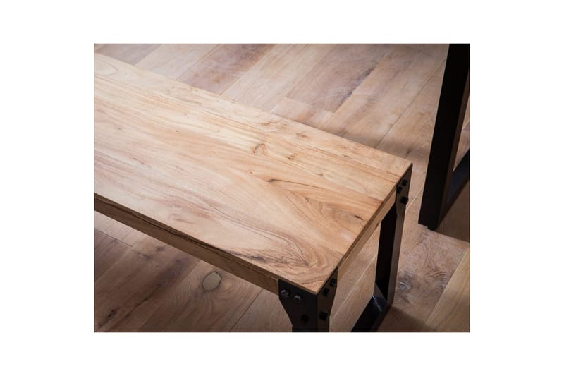 Matbänk Wohnling massivt trä industriell stil med metallben 140 cm - 140 cm - Möbler - Hallmöbler - Hallbänk