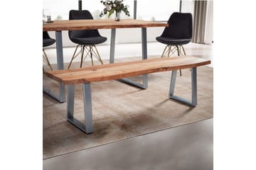 Matbänk Wohnling Massivt trä med metallben träd kant lantligt Silver, Rak, 160 cm - Silver, Rak, 160 cm - Möbler - Hallmöbler - Hallbänk