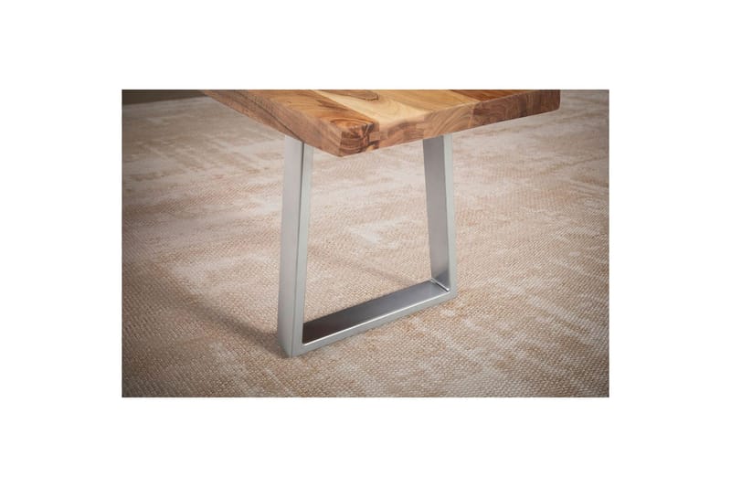 Matbänk Wohnling Massivt trä med metallben träd kant lantligt Silver, Rak, 160 cm - Silver, Rak, 160 cm - Möbler - Hallmöbler - Hallbänk