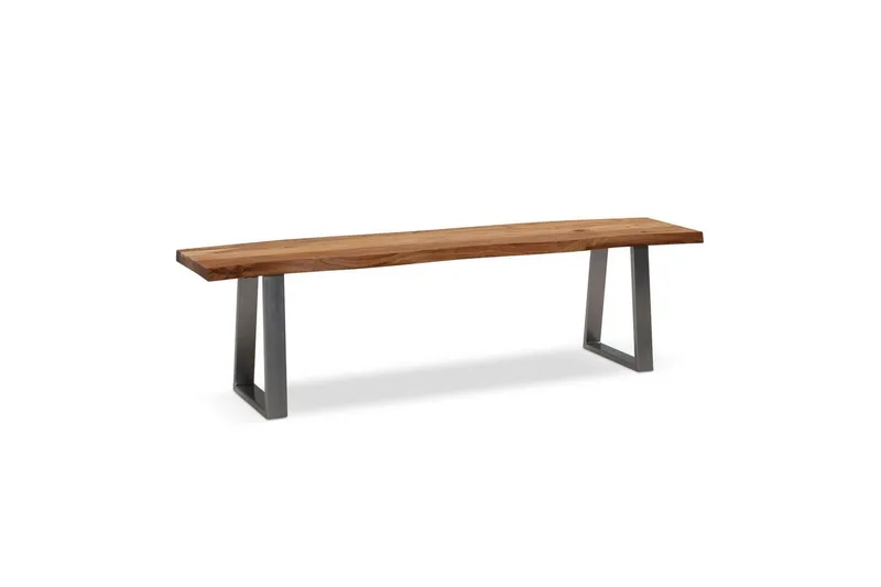 Matbänk Wohnling Massivt trä med metallben träd kant lantligt Silver, Rak, 180 cm - Silver, Rak, 180 cm - Möbler - Hallmöbler - Hallbänk