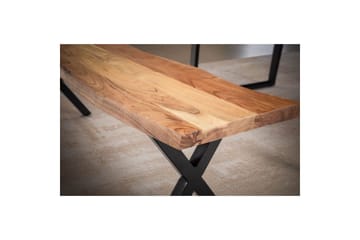 Matbänk Wohnling Massivt trä med metallben träd kant lantligt Svart, korsad, 140 cm - Svart, korsad, 140 cm - Möbler - Hallmöbler - Hallbänk