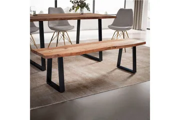 Matbänk Wohnling Massivt trä med metallben träd kant lantligt Svart, Rak, 140 cm - Svart, Rak, 140 cm - Möbler - Hallmöbler - Hallbänk