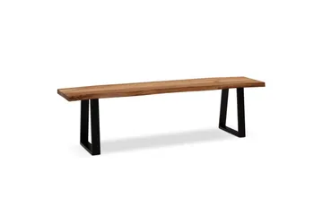 Matbänk Wohnling Massivt trä med metallben träd kant lantligt Svart, Rak, 160 cm - Svart, Rak, 160 cm - Möbler - Hallmöbler - Hallbänk