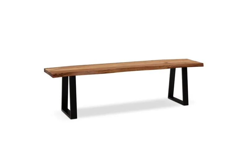 Matbänk Wohnling Massivt trä med metallben träd kant lantligt Svart, Rak, 160 cm - Svart, Rak, 160 cm - Möbler - Hallmöbler - Hallbänk