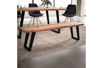 Matbänk Wohnling Massivt trä med metallben träd kant lantligt Svart, vinklad, 180 cm - Svart, vinklad, 180 cm - Möbler - Bord & matgrupp - Matbord & köksbord