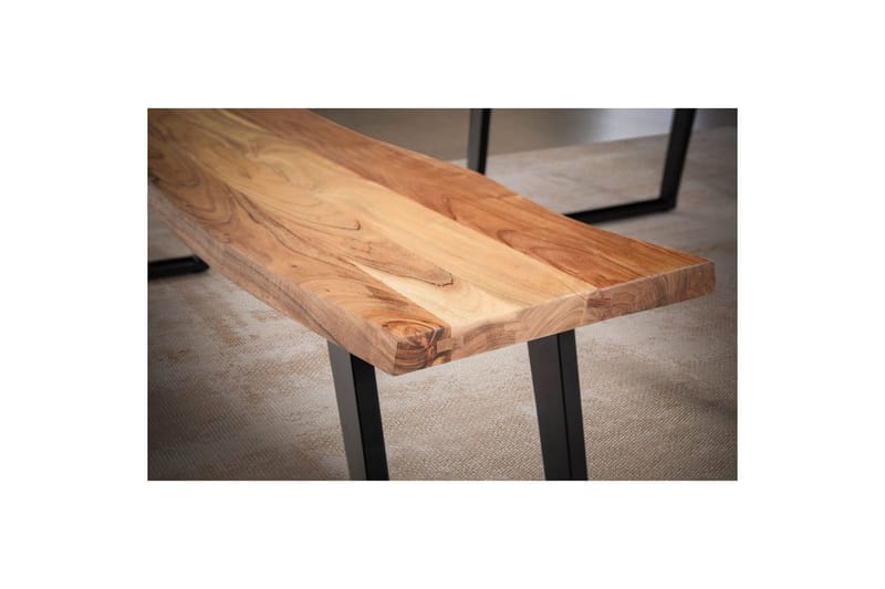 Matbänk Wohnling Massivt trä med metallben träd kant lantligt Svart, vinklad, 180 cm - Svart, vinklad, 180 cm - Möbler - Bord & matgrupp - Matbord & köksbord