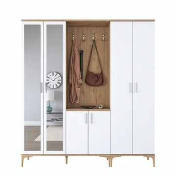 Matlerd Hallställ 180x198,6x37,5 cm - Valnöt och vit - Möbler - Hallmöbler - Möbelset för hall & entre