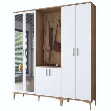 Matlerd Hallställ 180x198,6x37,5 cm - Valnöt och vit - Möbler - Hallmöbler - Möbelset för hall & entre