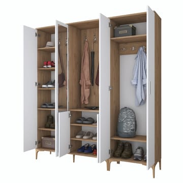 Matlerd Hallställ 180x198,6x37,5 cm - Valnöt och vit - Möbler - Hallmöbler - Möbelset för hall & entre