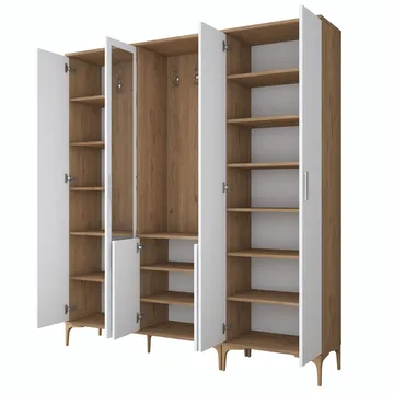 Matlerd Hallställ 180x198,6x37,5 cm - Valnöt och vit - Möbler - Hallmöbler - Möbelset för hall & entre