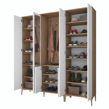 Matlerd Hallställ 180x198,6x37,5 cm - Valnöt och vit - Möbler - Hallmöbler - Möbelset för hall & entre