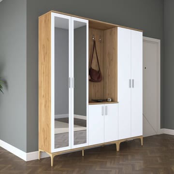 Matlerd Hallställ 180x198,6x37,5 cm - Valnöt och vit - Möbler - Hallmöbler - Möbelset för hall & entre
