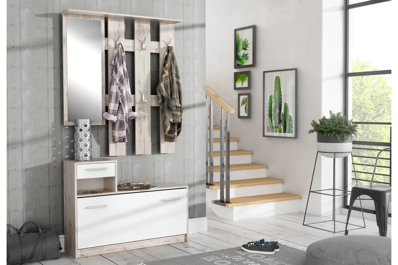 Breslau Hallmöbelset 98x180 cm - Beige/Brun/Vit - Möbler - Hallmöbler - Möbelset för hall & entre