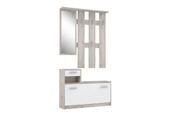 Breslau Hallmöbelset 98x180 cm - Beige/Brun/Vit - Möbler - Hallmöbler - Möbelset för hall & entre