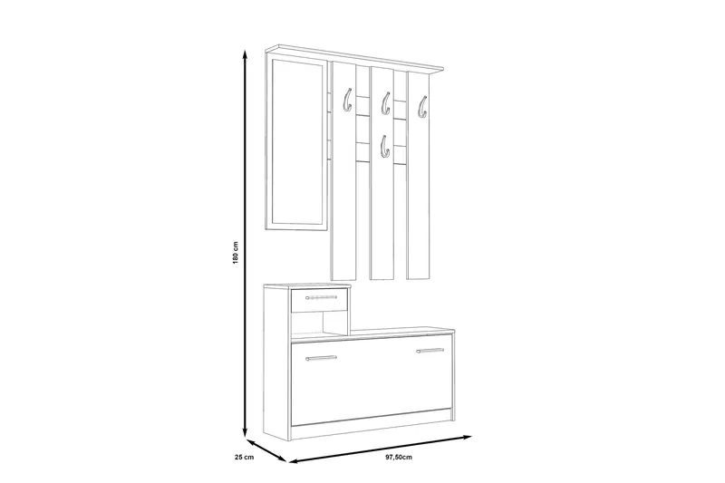 Breslau Hallmöbelset 98x180 cm - Beige/Brun/Vit - Möbler - Hallmöbler - Möbelset för hall & entre