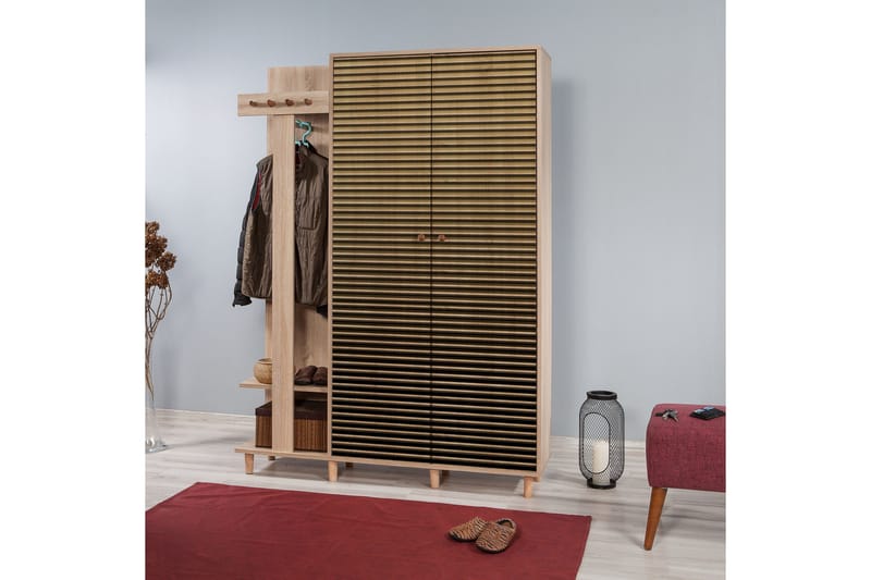 Brokind Klädförvaring 135 cm - Brun/Flerfärgad - Möbler - Hallmöbler - Möbelset för hall & entre