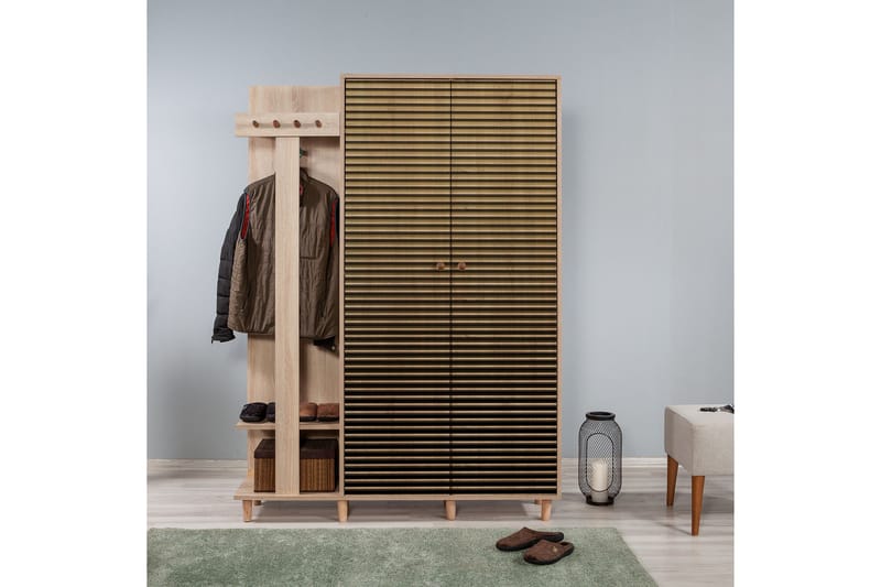 Brokind Klädförvaring 135 cm - Brun/Flerfärgad - Möbler - Hallmöbler - Möbelset för hall & entre