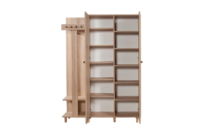 Brokind Klädförvaring 135 cm - Brun/Vit - Möbler - Hallmöbler - Möbelset för hall & entre