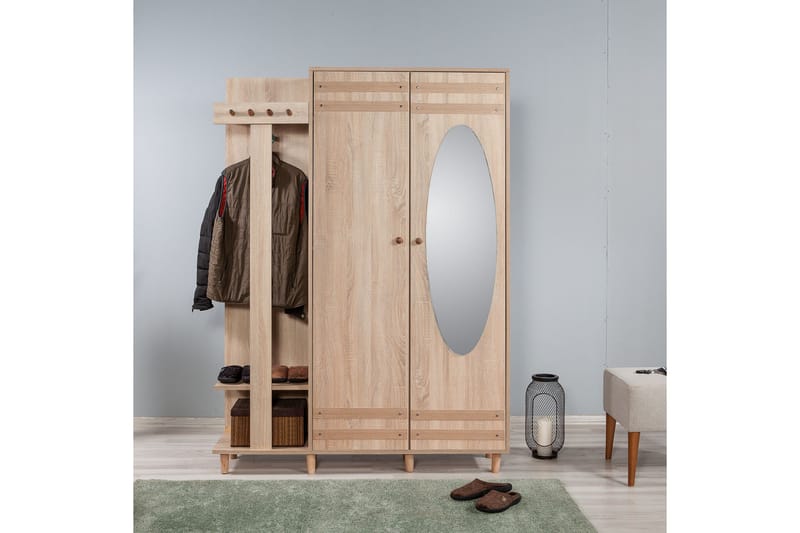Brokind Klädförvaring 135 cm - Brun/Vit - Möbler - Hallmöbler - Möbelset för hall & entre