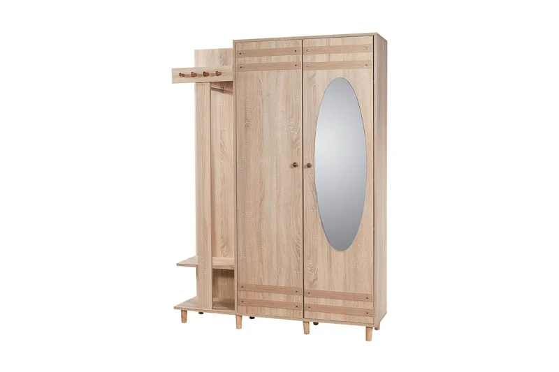 Brokind Klädförvaring 135 cm, Brun/Vit
