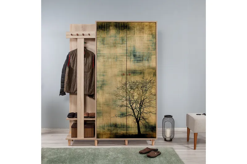 Brokind Klädförvaring 135 cm - Ek/Brun - Möbler - Hallmöbler - Möbelset för hall & entre