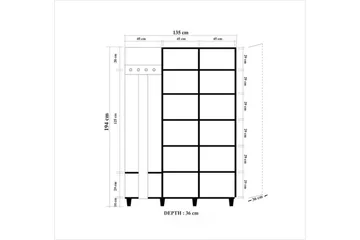 Brokind Klädförvaring 135 cm - Flerfärgad - Möbler - Hallmöbler - Möbelset för hall & entre