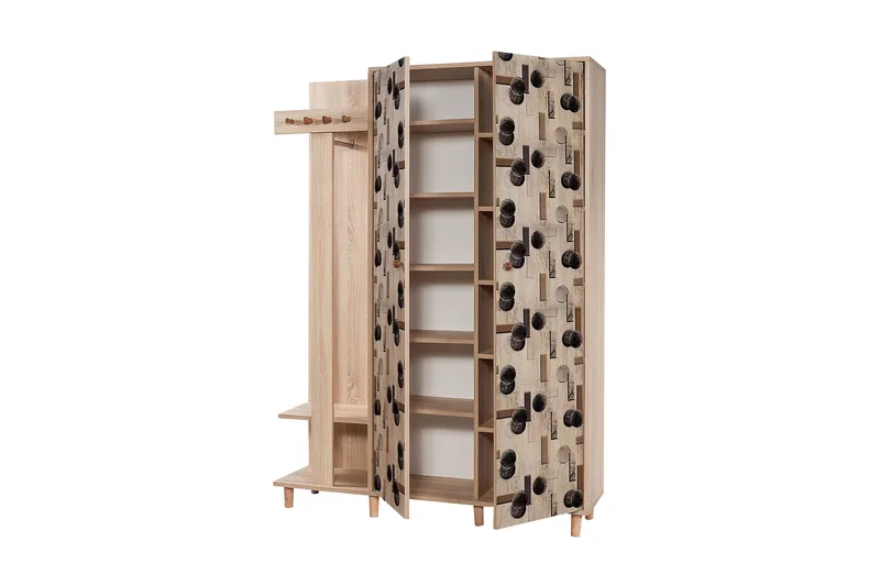 Brokind Klädförvaring 135 cm - Flerfärgad/Ek - Möbler - Hallmöbler - Möbelset för hall & entre